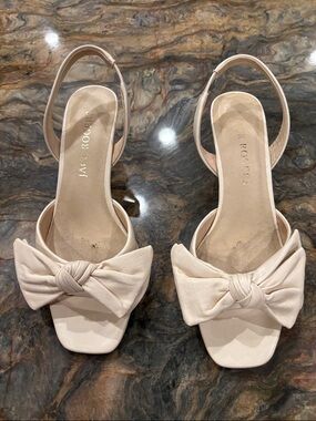 Jack Rogers Ivory Knot Bow Slingback Sandals